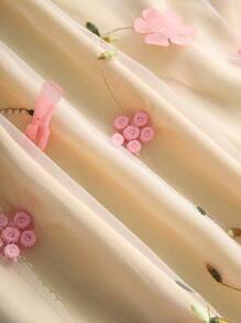 Chiquease Damen Mode Blumen eleganter Midi-Rock, Frühling/Sommer - Aprikosenfarben - Übersicht 3