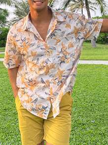 DAZY Summer Multi-Color Floral All Over Print Men's Beach/Holiday Shirt