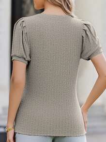 T-shirt à col rond pour femme, couleur unie, manches courtes, mode pour l'été