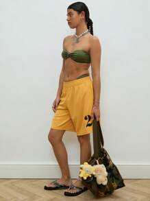 COUREZ 长款运动短裤/夏季短裤 女士夏季穿搭 Y2K 复古风 - 黃色 - 查看 4