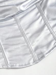 Sweetra Top de tirantes ajustable con efecto arrugado y falso revestimiento de PU con aspecto de espina de pescado, estilo vintage elegante para mujer