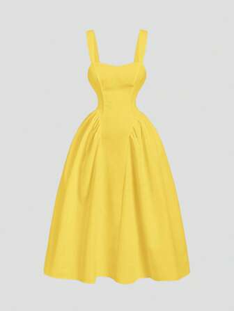 SHEIN MOD Große Größen Lässig Retro Palast-Stil Schirmsaum Kleid, Korsett Kleid