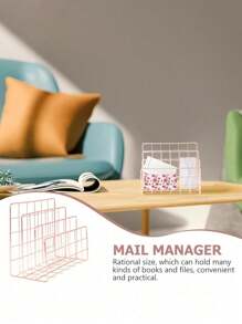 SHEIN Prateleira de armazenamento multicamadas para cartas e livros, decoração minimalista para a volta às aulas