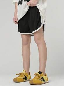 SHEIN Set de 2 bucăți pentru fete Elder Tween Girl, ocazional de zi cu zi, în stil sport în aer liber, set de pantaloni scurți cu mânecă scurtă, vară