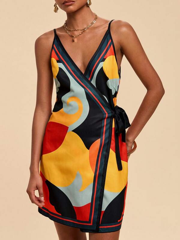 Travachic 女式梭织印花连体吊带迷你连衣裙