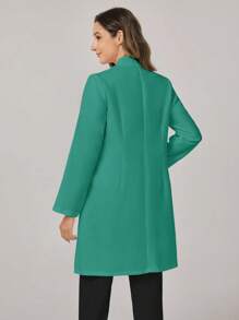 TaskEZ Simple Solid Color Double Pocket Front Button Lab Coat - Green - View 2