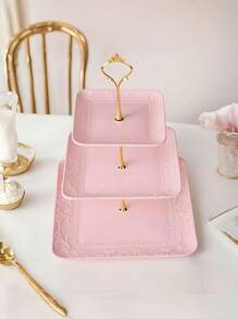 Khay đựng 3 tầng bằng kim loại, giá đỡ trưng bày hiện đại, sắp xếp trên mặt bàn bếp, phòng khách, phòng ăn, trang trí, chống gỉ, dễ lau chùi - Hồng - Xem 6