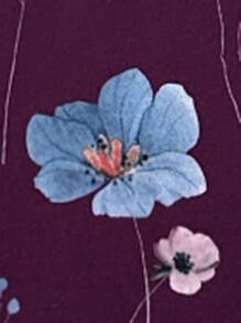 SHEIN LUNE 2pcs Plus Size Women Summer Floral Print Vest And Shorts Set - Red Violet - View 7