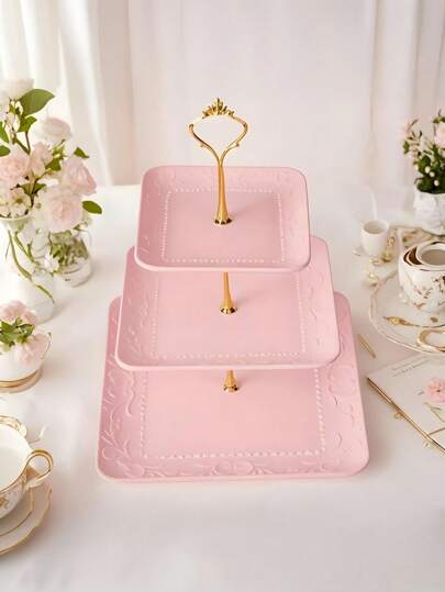 3 Tier Serving Tray Metal Wire Display Stand Modern Countertop Organization Kitchen Living Room Dining Room Decor Rust Resistant Easy To Clean