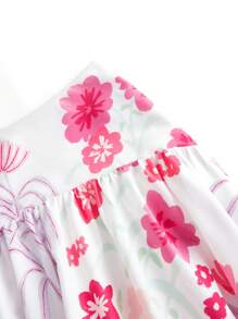 Miriam Omar Designer Women Floral Printed Crop Top With High Waist A-Line Skirt Set Elegant Romantic Spring And Summer Two-Piece Vacation Outfit, Spring Break, Ibiza Fits - Multicolor - View 7