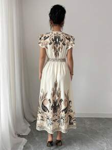 Elenzga 女士浪漫度假波西米亚风印花连衣裙