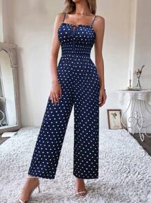 VaVaBold 女士休闲波尔卡圆点印花前系带连体裤，夏季 - 彩色 - 查看 5