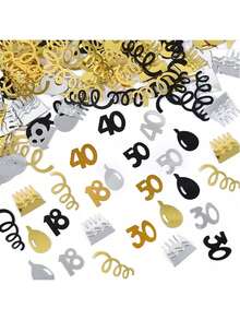 1 bolsa/2 bolsas de Confeti de números en negro y dorado para decoración de fiesta de cumpleaños feliz 18/30/40/50/60, decoración de escritorio, confeti de papel multicolor, Navidad (1 bolsa/15g, 2 bolsas/30g)