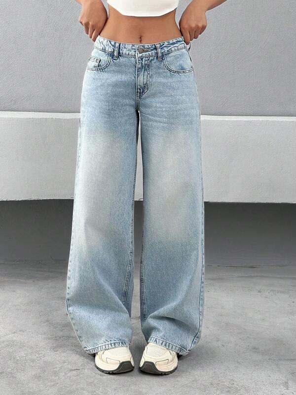 SHEIN Damen Jeans Mit Hoher Taille Und Weitem Bein In Schneewaschung Mit Weitem Bein In Weitem Bein Jeans Damen Damenbekleidung Jeans Damenhosen Damen Sommerkleidung Damen Sommerkleidung Damenbekleidung Y2k