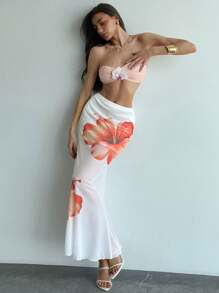 Aloruh Women's Butterfly Decor Cropped Strapless Top, Fashionable