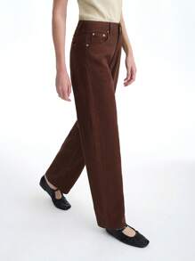 SHEIN Clasi Women's Casual Washed Plain Denim Trousers