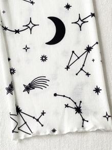 SHEIN 3pcs Girls Minimalist Star & Moon Print Camisole & Pants Loungewear Set Teen Cute Clothes Sets Outfit Sets Outfit Sets Teen Cute Sets For Teens Teen Outfit Sets - Black and White - View 8