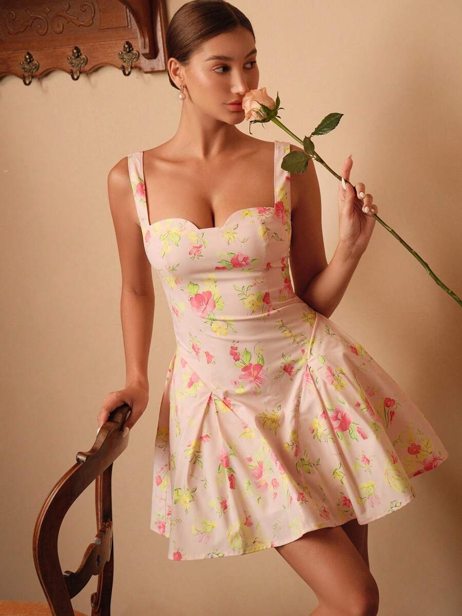 SHEIN Unity Women's Elegant Mini Cami Dress, Suitable For Birthday Party, Banquet - Multicolor - View 1