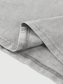 ROMWE MEN Grunge Punk 男士时尚酸洗无袖衬衫，适合夏季穿着，2000年代风格 - 灰色 - 查看 5