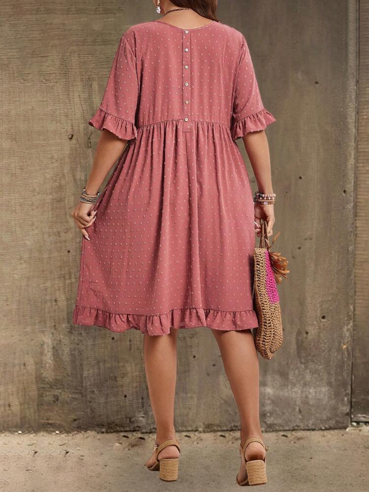 Plus Size Round Neck Pocket Casual Beach Solid Dress, Simple And Fashion Style, Suitable For Summer,Casual Holiday Style, Casual Holiday Outfits, Summer Fashion, Women's Summer Outfits, Mother's Day Outfits, Country Concert Outfits, Women's Boho Outfits, Women's Western Outfits, Women's Holiday Outfits, Women Summer Clothing Women Plus Clothing Business Casual Woman S Summer Clothes Women Plus Clothing Formal