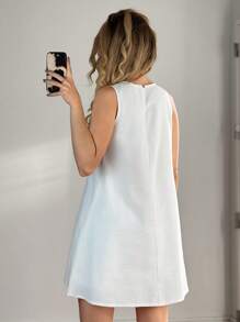 SHEIN Forever 21 Women Fish Print Round Neck Casual Slip Dress, Summer - Green - View 2