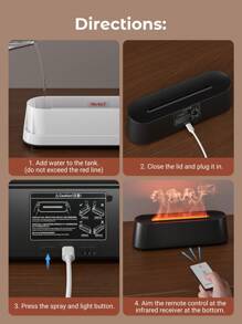 Teckwe LED 7-Color Flame Diffuser Humidifier, USB Powered With Remote Control And Timer Function. Auto Shut-Off When Waterless. Suitable For Bedroom, Office, Yoga Room, Etc.