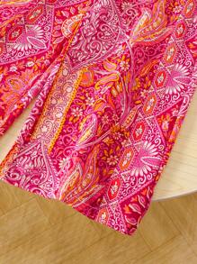 SHEIN Jumpsuit med knutet framtill och överdrag för ung flicka, avslappnad sommaroutfit - Multifärgad - Visa 4