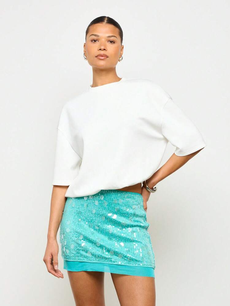 Sequin Mesh Mini Bodycon Skirt