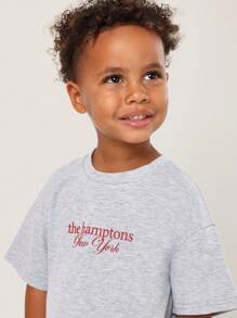 SUMWON طقم كامب الصيفي نيويورك للأطفال مكون من تي شيرت بأكمام قصيرة وشورت بخصر سحاب، ملابس رياضية كاجوال للشارع والعطلات على الشاطئ، طقم قطعتين للأولاد