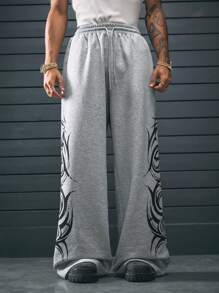 AXEPEAK Pantalones de chándal sueltos de estilo gótico con pierna recta de punto para hombre, estilo callejero, listo para el streetwear, para raves