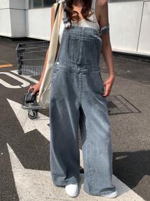 DAZY Women's Retro Straight Leg Denim Jumpsuit And Bib Pants, Summer Overalls