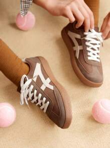 CUCCOO EASI Women's Casual Beige Simple Fashion Sneakers Back To School