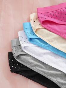 SHEIN Conjunto de 6 panties de mujer con estampado de lunares y decoración de moño