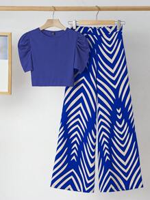 SHEIN Clasi Women Two Pieces Outfits For Daily Wear - Royal Blue - View 2