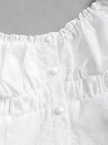 Sweetra 女士新款甜美可爱度假乡村风白色刺绣露肩修身迷你连衣裙，百搭 - 白色 - 查看 6