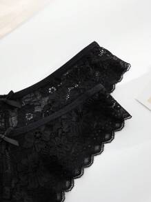 AltCore 12pcs Women Lace Trim Bikini Panties, Elegant & Comfortable Underwear - Black - View 6