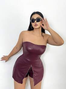 Flirla Conjunto de top bandeau y minifalda en estilo de calle personalizado para tallas grandes