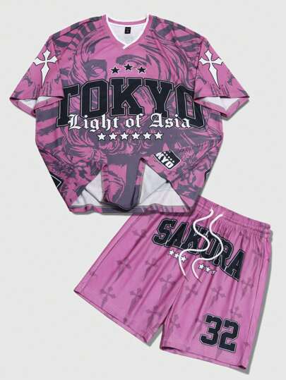 Prep Men Jesus Printed Workout T-Shirt And Shorts Set, Jersey