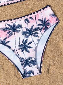 Girls' Ditsy Floral Bikini Set,2 Pieces Pink Tropical Summer Boho Swimsuit,Cute Small Flower Pattern,Fashionable Sweet Style,Holiday,Pool Party - Pink - View 4