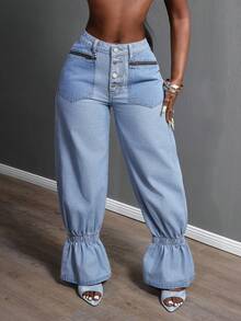 Slaydiva Quần Jeans Ống Loe Thường Ngày Cho Nữ - Rửa nhẹ - Xem 2