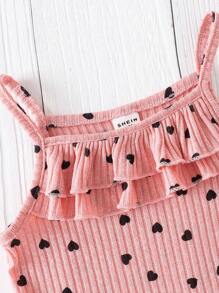 SHEIN 2件套少女心印花吊带上衣休闲舒适夏季套装 - 彩色 - 查看 5