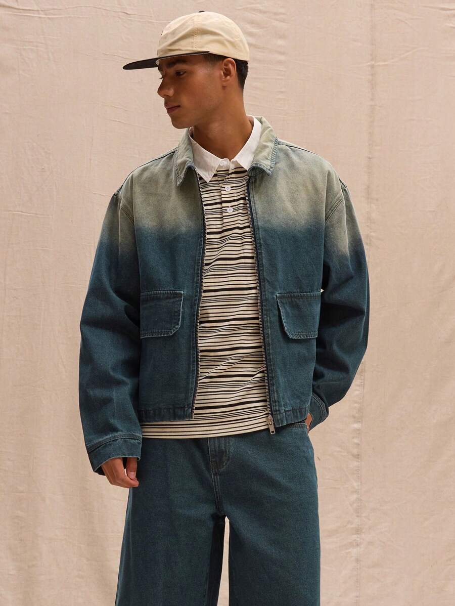 Musero Ombre Zip Through Denim Jacket Only Spring Summer Streetstyle Holiday Vacation - Multicolor - View 1