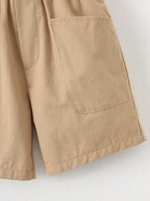 Loomiva Young Boy Letter Print Elastic Waist Dual Pockets Casual Shorts