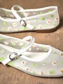 SHUZIA 女式圆头平底正装鞋，彩色刺绣 - 彩色 - 查看 4