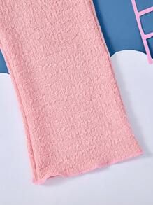 SHEIN 2pcs/Set Young Girls Casual Cute Cartoon Rabbit Embroidered Top And Pants Set, Fashionable Textured Fabric Suitable For 4-7Y Outdoor Activities, Holiday, Photo Shoot Spring/Summer - Pink - View 5