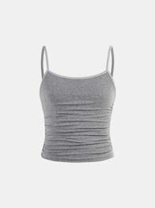 Tween Girls' Simple Comfy Ruched Cami & Racerback Bralette 2pcs Set - Multicolor - View 7