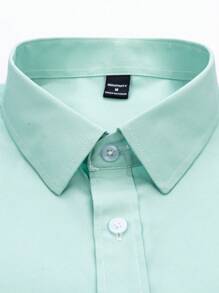 Manfinity Mode Men's Knight Print Long Sleeve Single-Breasted Casual/Business Shirt, For Fall - Mint Green - View 3