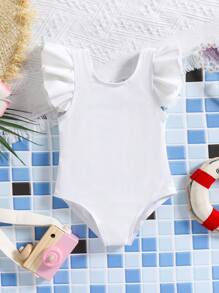 SHEIN Maillot de bain une pièce pour bébé fille avec volants, décoré d'1 pièce nœud floral