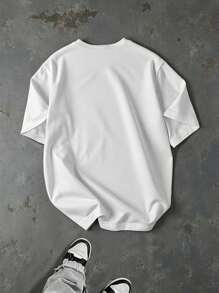 Manfinity Dauomo تي شيرت قصير الأكمام رجالي بطبعة كمامة ، صيفي