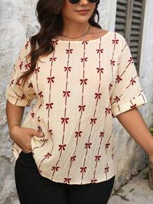 SHEIN LUNE Plus Size Printed Shirt, Fashionable For Summer - Multicolor - View 3